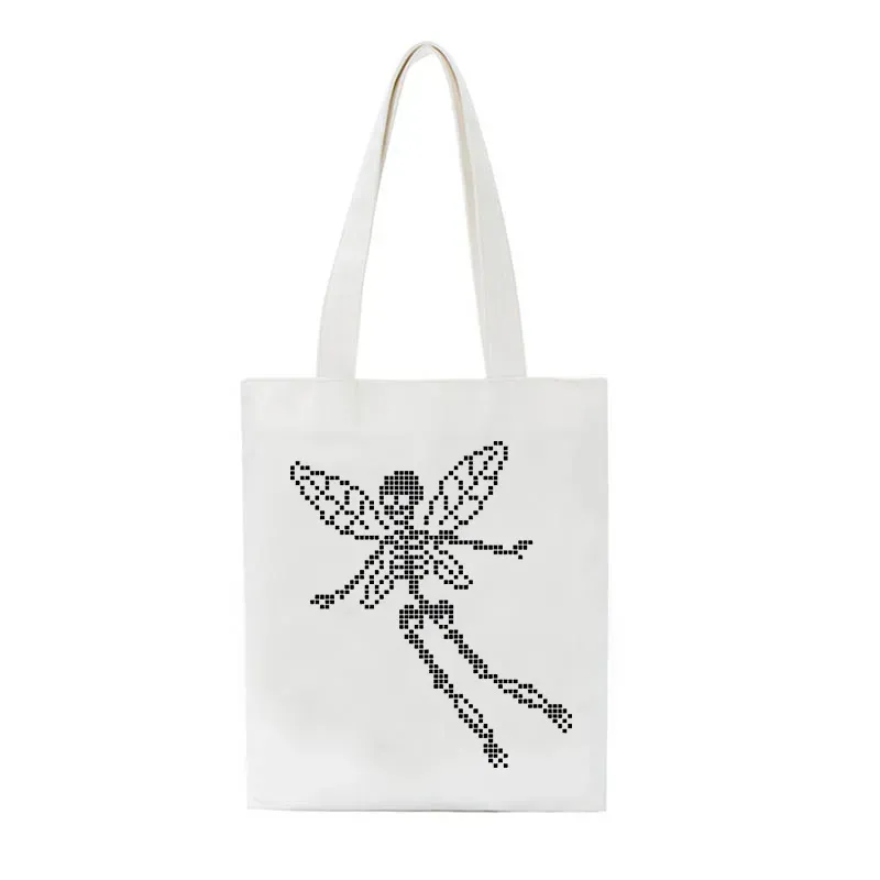 Women Casual Basic Skull Pattern Large Capacity Canvas Tote Bag - Image 5