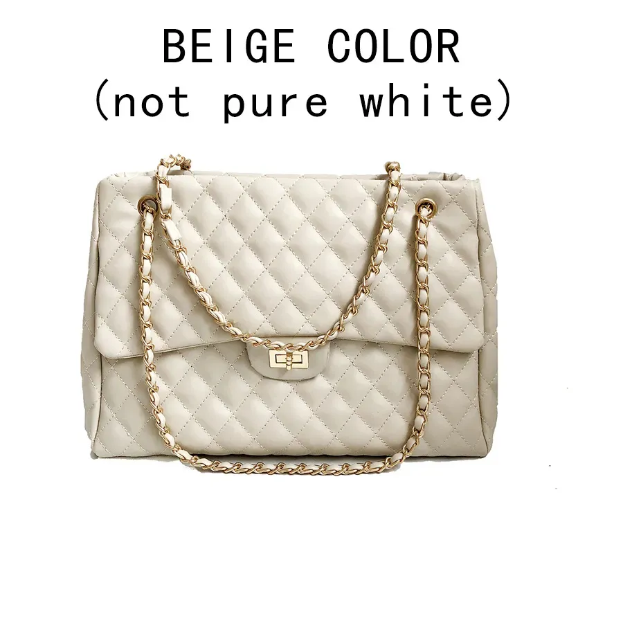 Women Fashion Rhombus Stitching Buckle Design Solid Color Large Capacity PU Shoulder Bag - Image 10