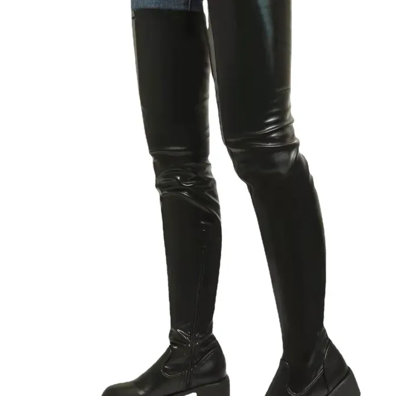Women Fashion Over Knee Platform Round Toe Over The Knee Boots - Image 3
