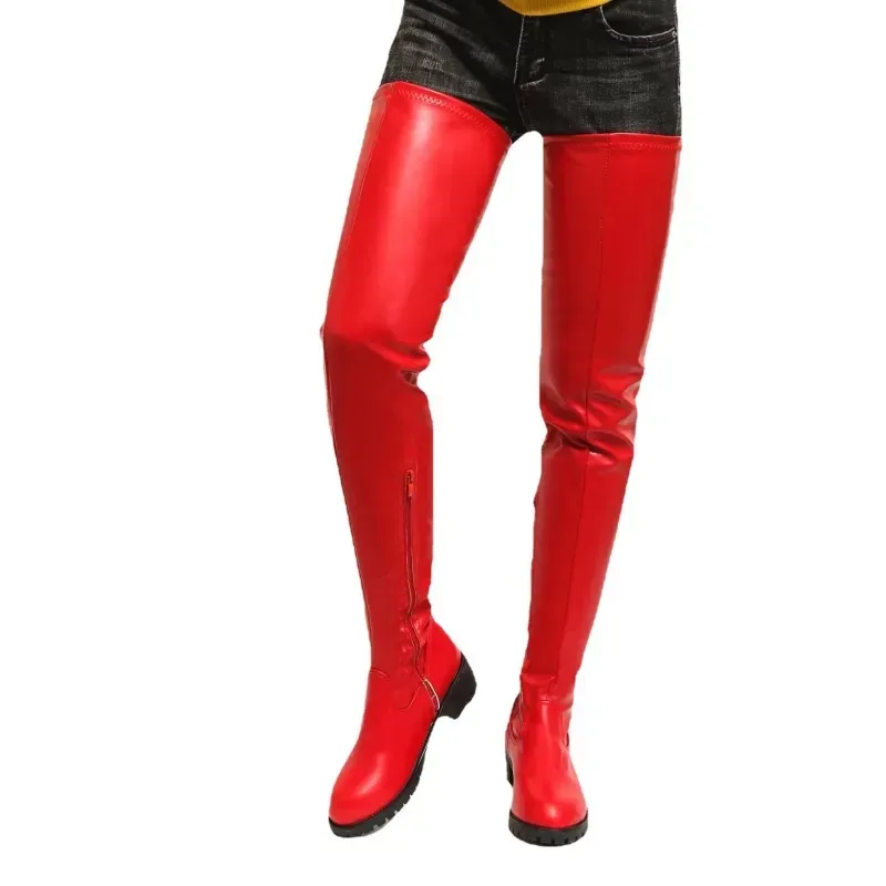 Women Fashion Over Knee Platform Round Toe Over The Knee Boots - Image 4