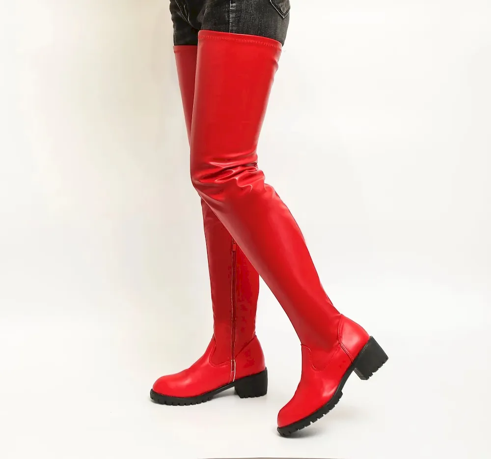 Women Fashion Over Knee Platform Round Toe Over The Knee Boots - Image 8