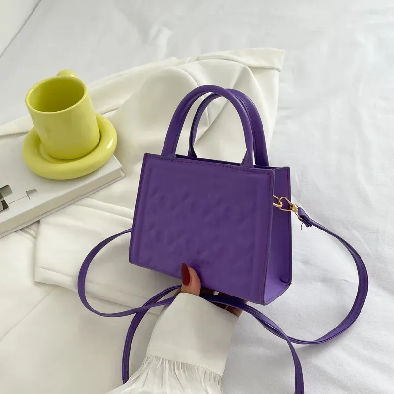 Simple Solid Color Indentation Shoulder Bag - Image 7