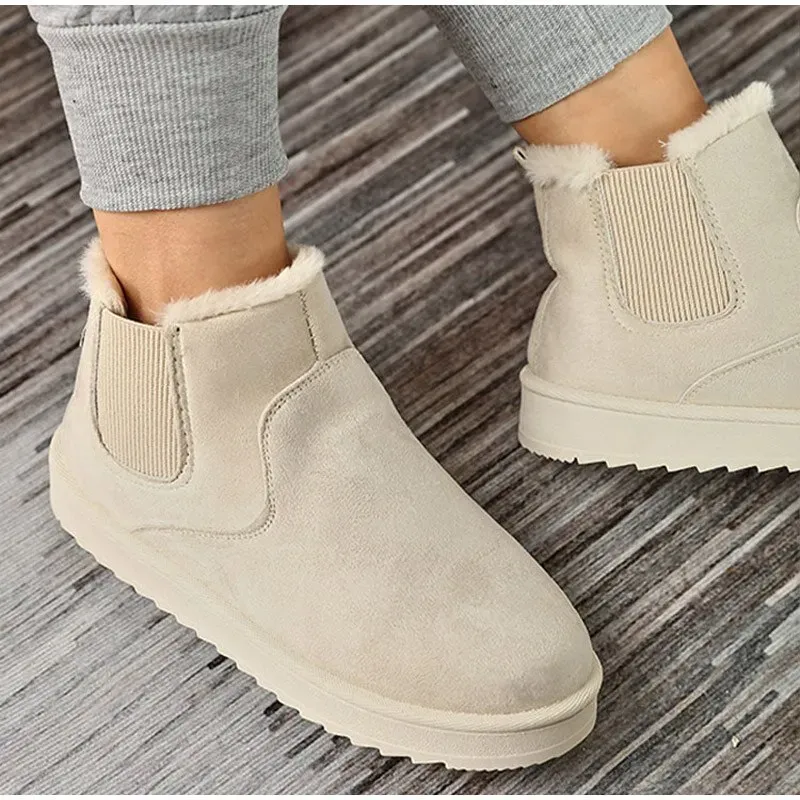 Women Fashion Fleece Round Toe Short Boots - Image 4
