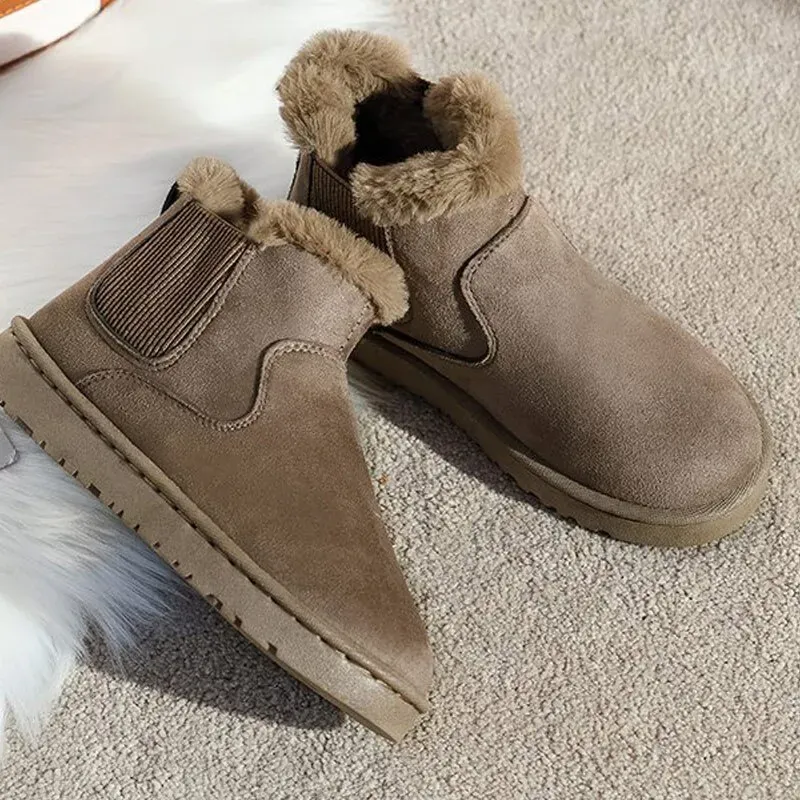 Women Fashion Fleece Round Toe Short Boots - Image 6