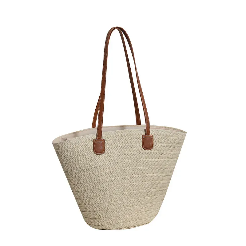 Women Fashion Simple Straw Large Capacity Woven Tote Bag - Image 5
