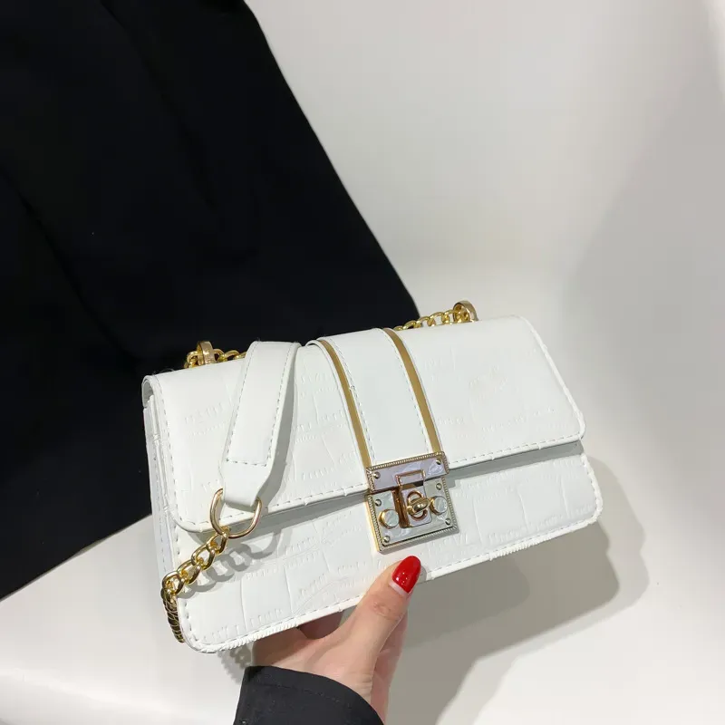 Women Fashion Simple Chain Stone Pattern Commuter Shoulder Bag - Image 7