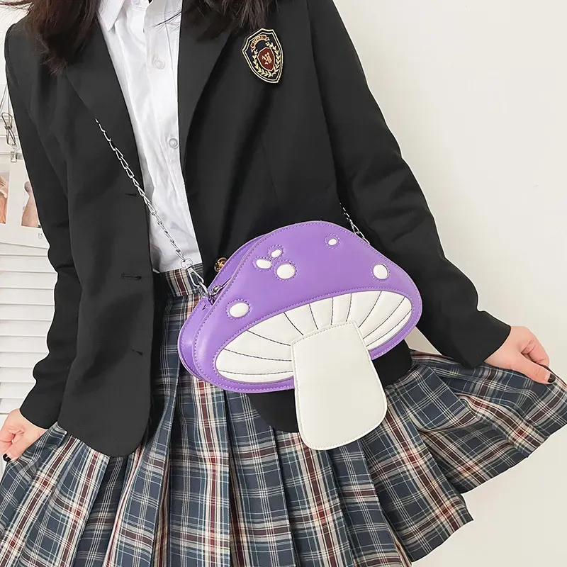 Women Fashion Personality Design Funny Cute Cartoon Pu Mushroom Shape Bag - Image 3