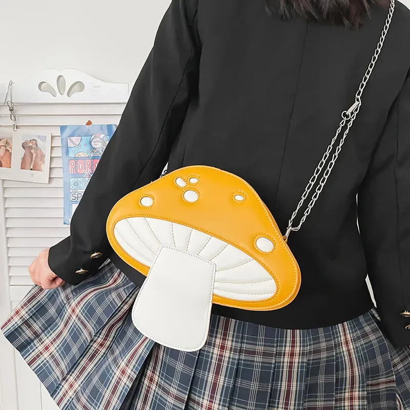 Women Fashion Personality Design Funny Cute Cartoon Pu Mushroom Shape Bag - Image 4