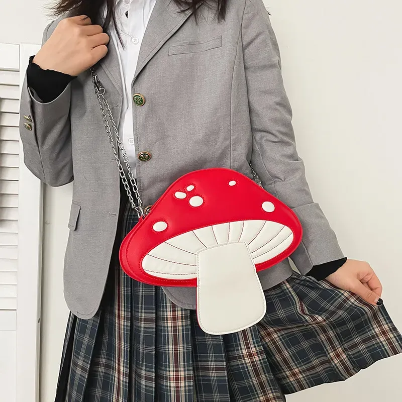 Women Fashion Personality Design Funny Cute Cartoon Pu Mushroom Shape Bag - Image 7