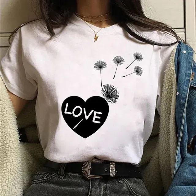 Fashion Women Basic Short Sleeve Butterfly Print Round Neck T-Shirt - Image 4