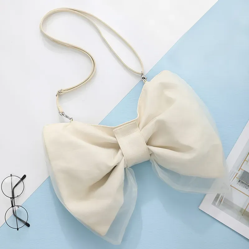 Women'S Fashion Design Bow Canvas Shoulder Bag - Image 3
