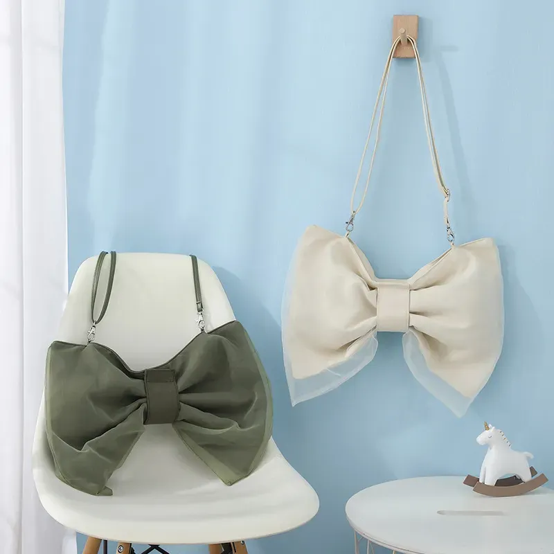 Women'S Fashion Design Bow Canvas Shoulder Bag - Image 4