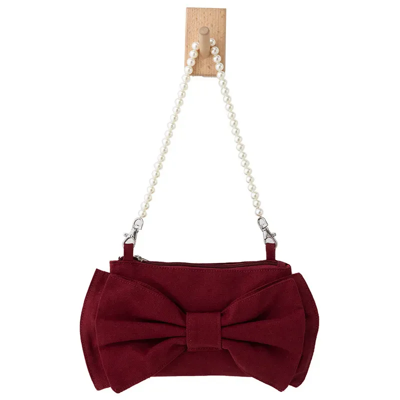 Women'S Fashion Big Bow Pearl Tote Bag - Image 5