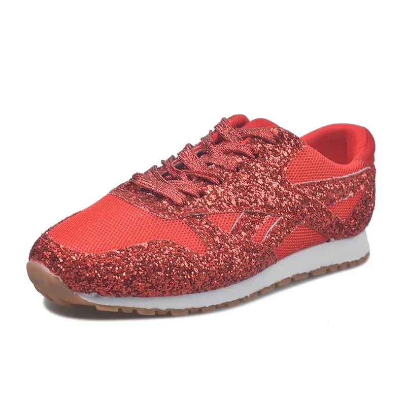 Women Fashion Round Toe Platform Sequins Rhinestone Platform Sneakers - Image 12