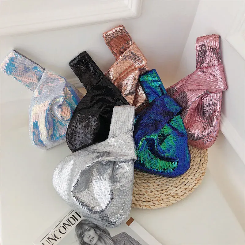 Women Fashion Sequin Solid Color Handbag