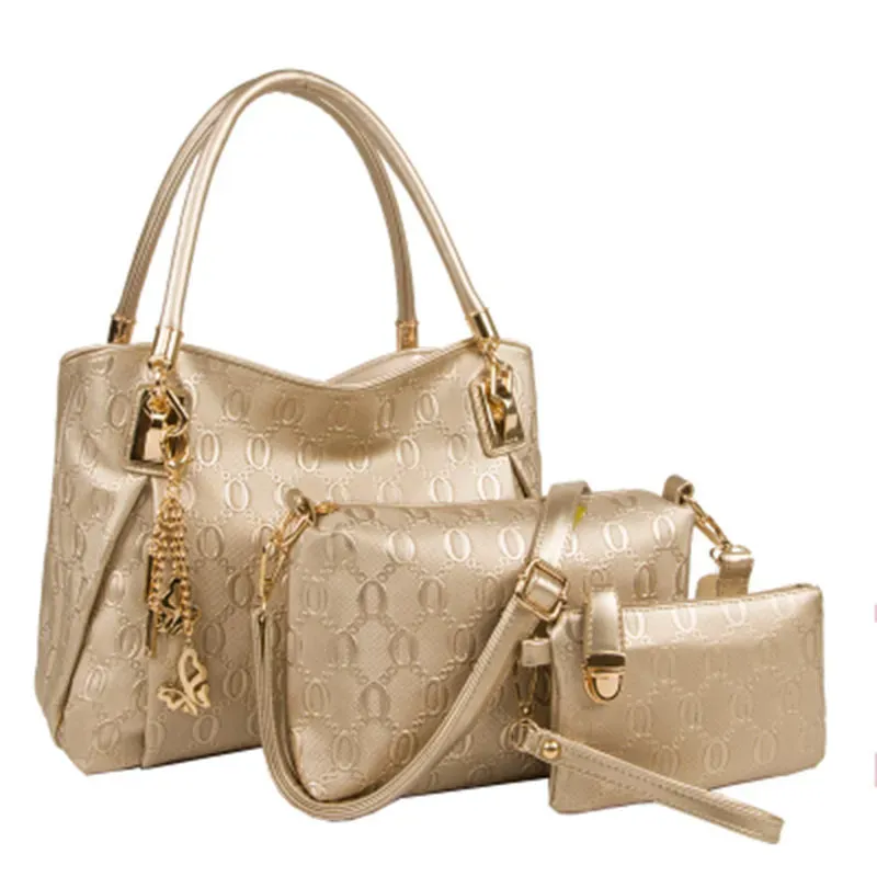 Women Retro Fashion Embossed Shoulder Handbag Three-Piece Set - Image 8