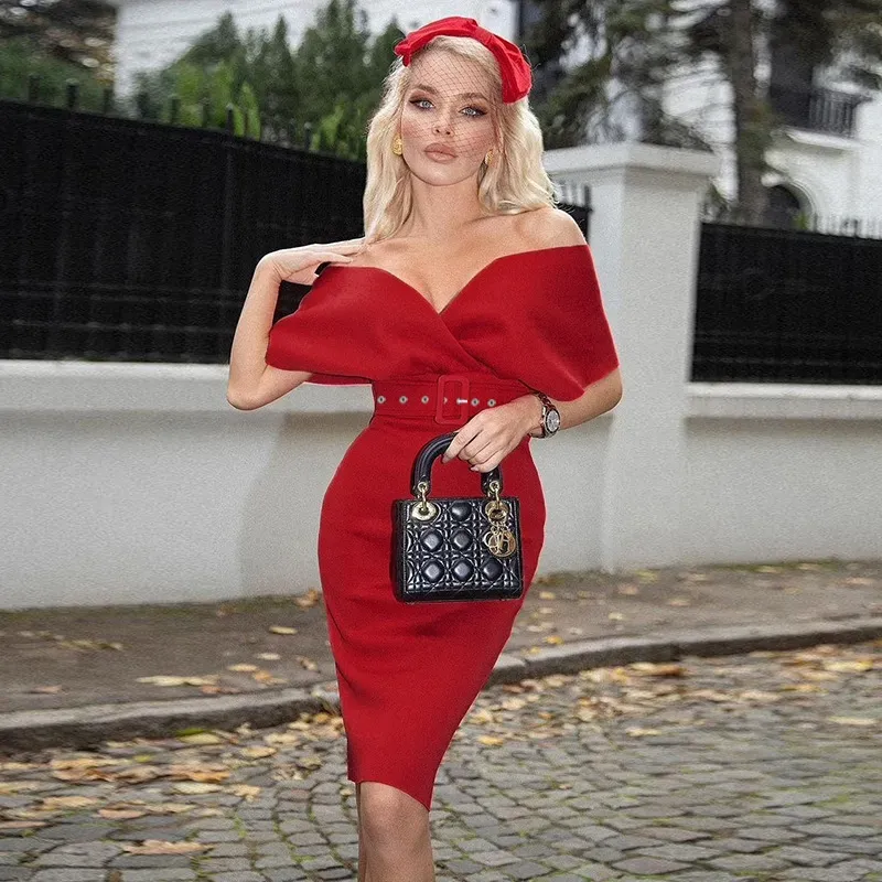 Women Fashion Elegant V-Neck Dress Belt - Image 8