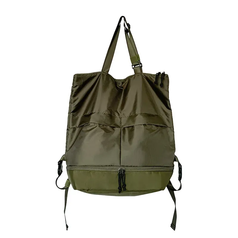 Neutral Fashion Solid Color Large Capacity Waterproof Nylon Backpack - Image 7