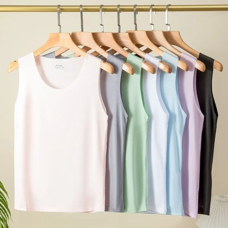 Women Basic Seamless Ice Silk Solid Color Tank Top