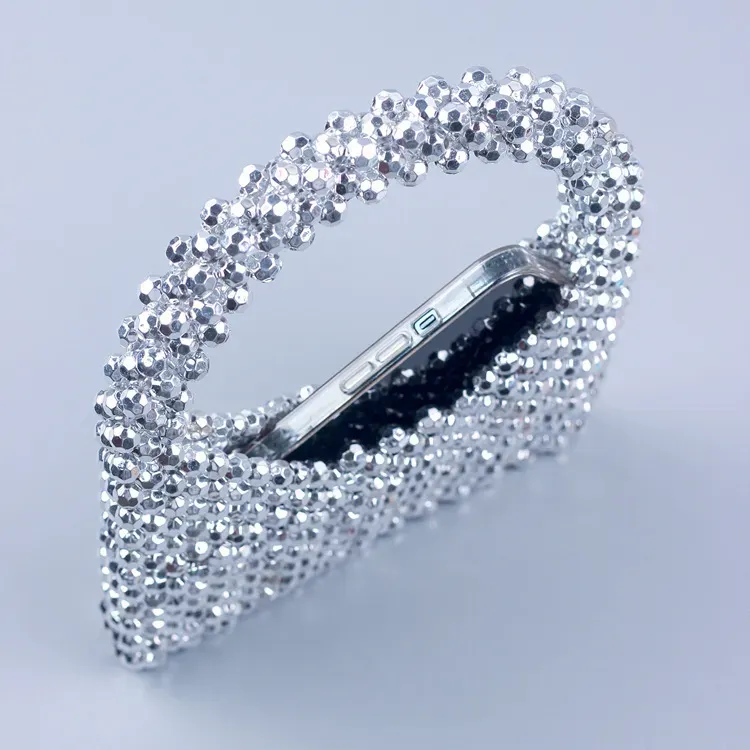 Women Fashion Handmade Beaded Woven Square Handle Evening Bag - Image 3