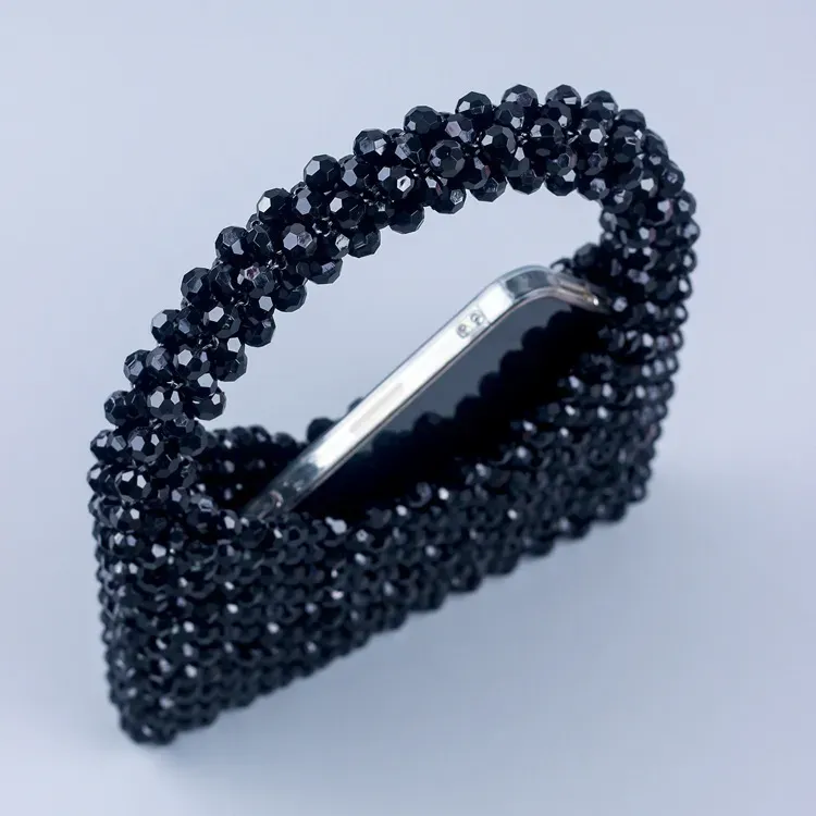 Women Fashion Handmade Beaded Woven Square Handle Evening Bag - Image 4