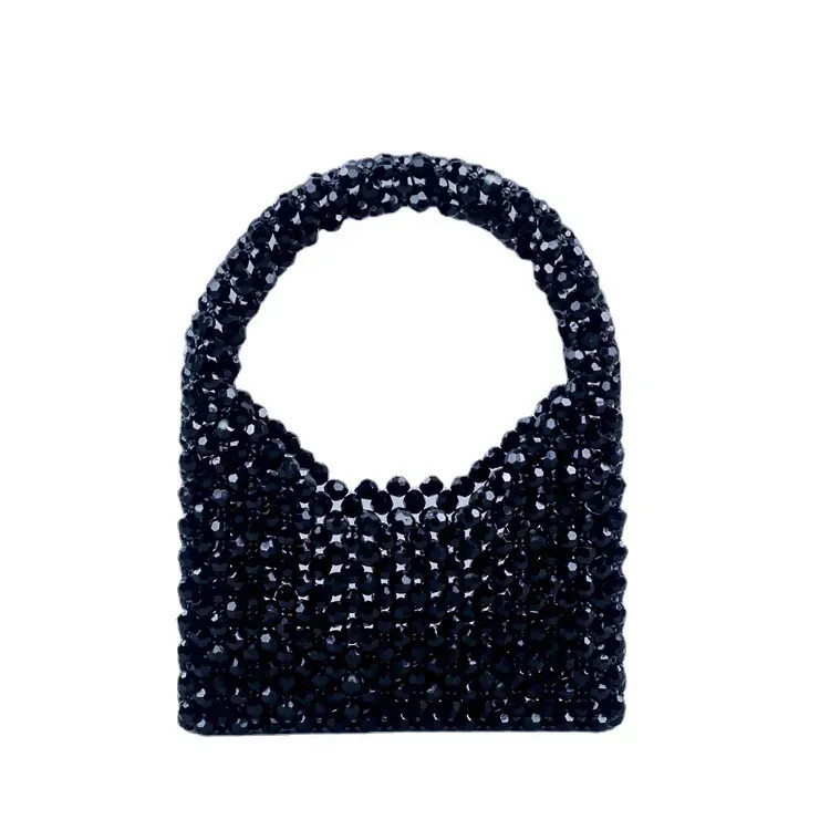 Women Fashion Handmade Beaded Woven Square Handle Evening Bag - Image 5