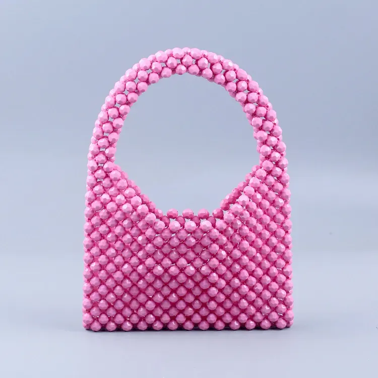 Women Fashion Handmade Beaded Woven Square Handle Evening Bag - Image 7