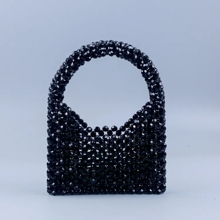 Women Fashion Handmade Beaded Woven Square Handle Evening Bag - Image 8