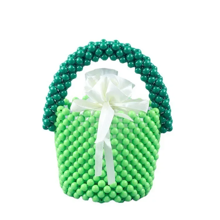 Women Fashion Creative Hand-Woven Beaded Handle Evening Bag - Image 5