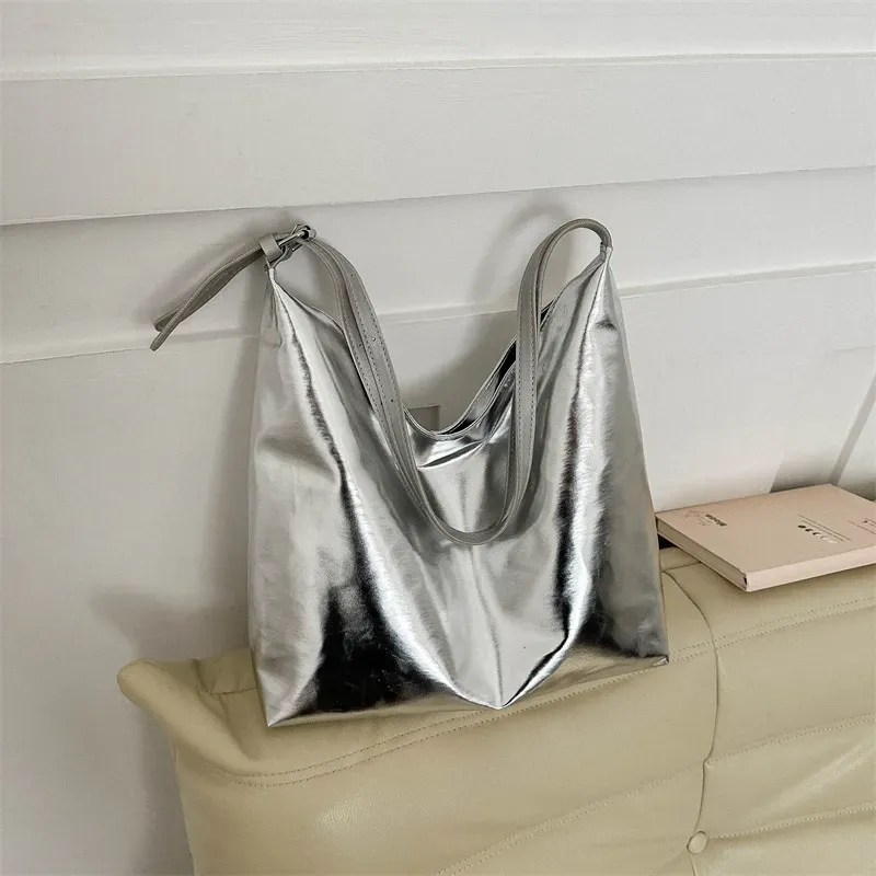 Women'S Fashionable Solid Color Large Capacity Shoulder Tote Bag - Image 4