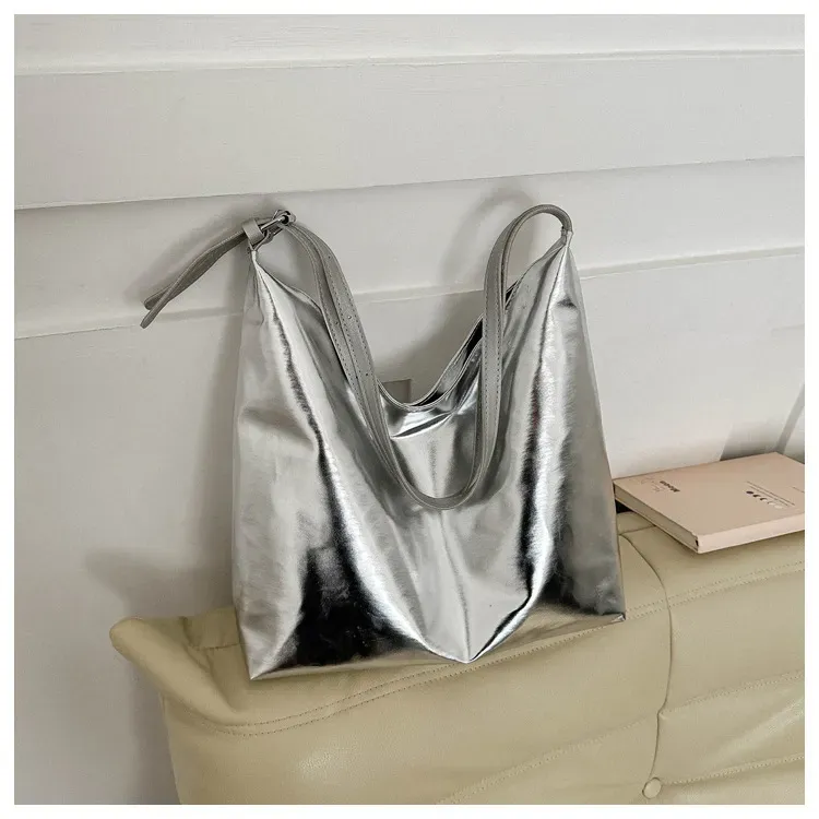 Women'S Fashionable Solid Color Large Capacity Shoulder Tote Bag - Image 7