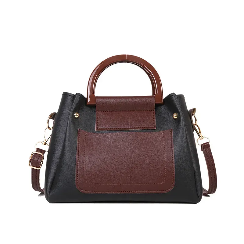 Women'S Vintage Contrast Large-Capacity Handbag - Image 5