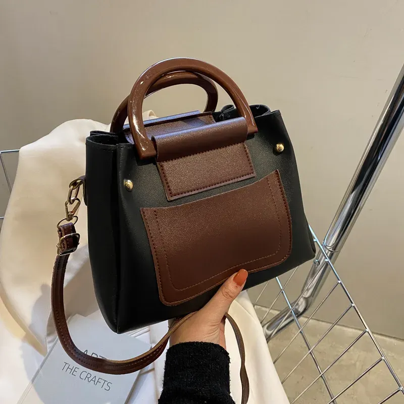 Women'S Vintage Contrast Large-Capacity Handbag - Image 8