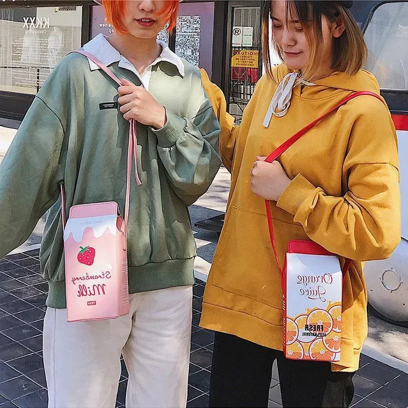 Women Simple Cute Milk Box Creative Shaped Messenger Bag - Image 3