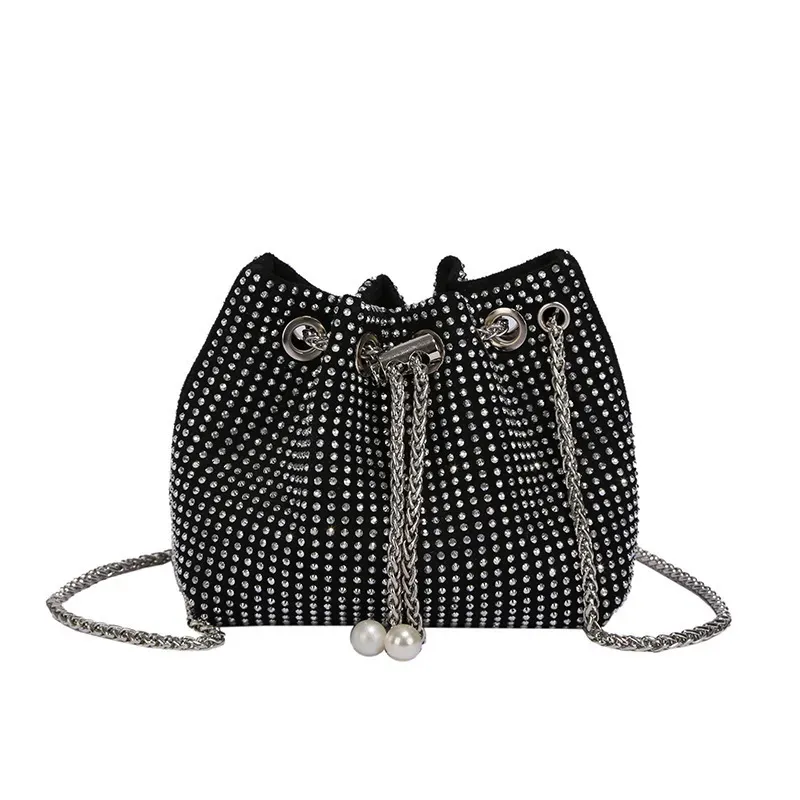 Women Fashion Rhinestone Chain Bucket Bag - Image 5