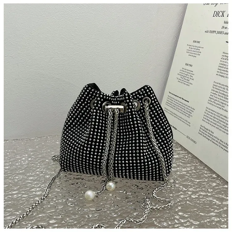 Women Fashion Rhinestone Chain Bucket Bag - Image 6