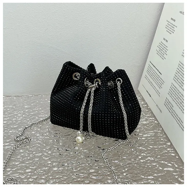 Women Fashion Rhinestone Chain Bucket Bag - Image 7