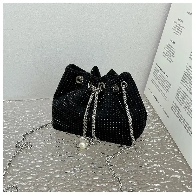 Women Fashion Rhinestone Chain Bucket Bag - Image 16