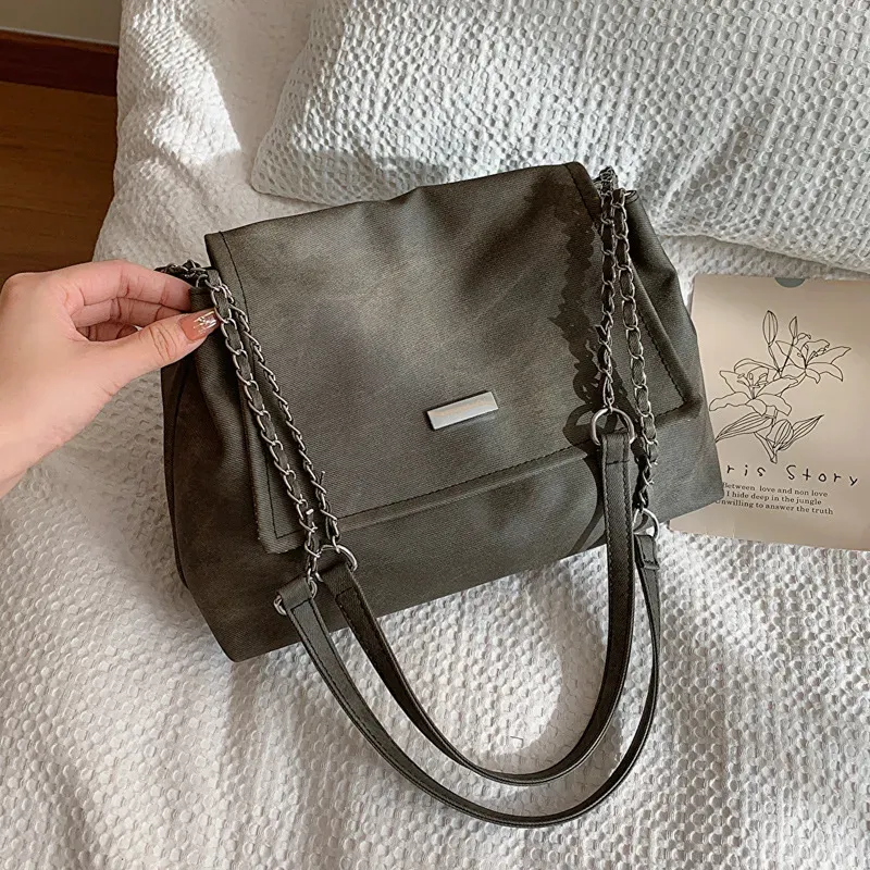 Women Simple Retro Large Capacity Clap Shoulder Bag - Image 6