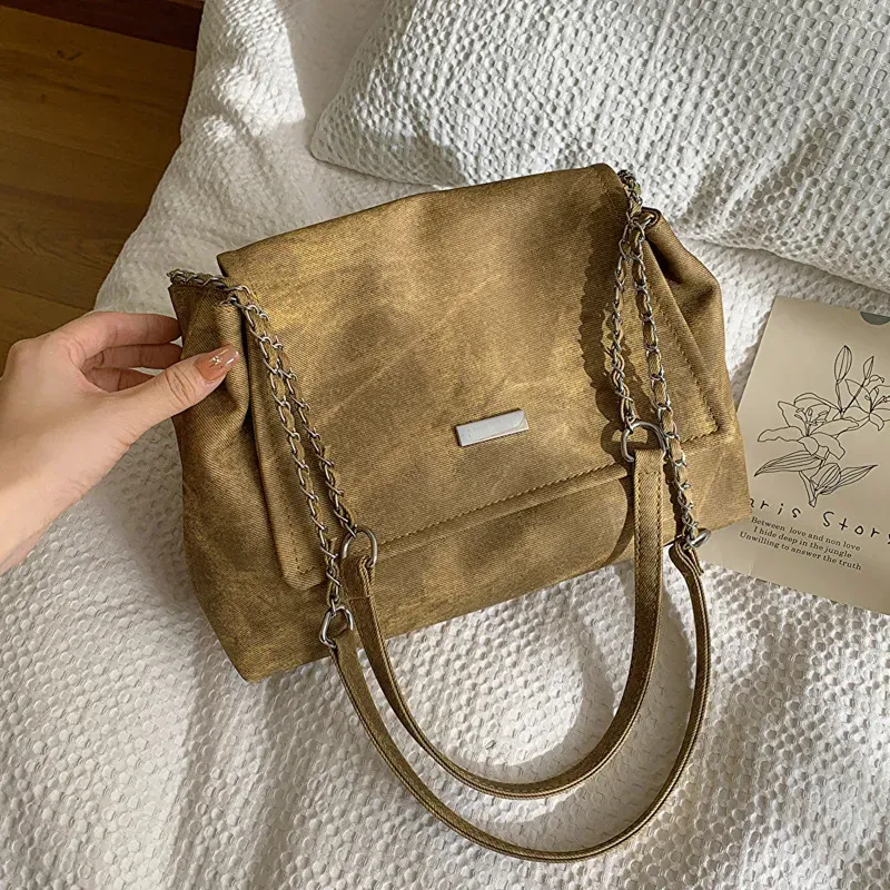 Women Simple Retro Large Capacity Clap Shoulder Bag - Image 8