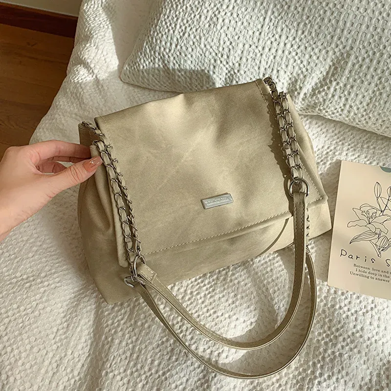 Women Simple Retro Large Capacity Clap Shoulder Bag - Image 9