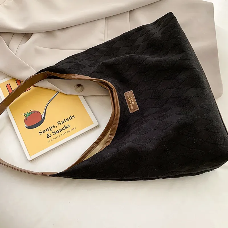 Women Simple Solid Color Large Capacity Shoulder Tote Bag - Image 6