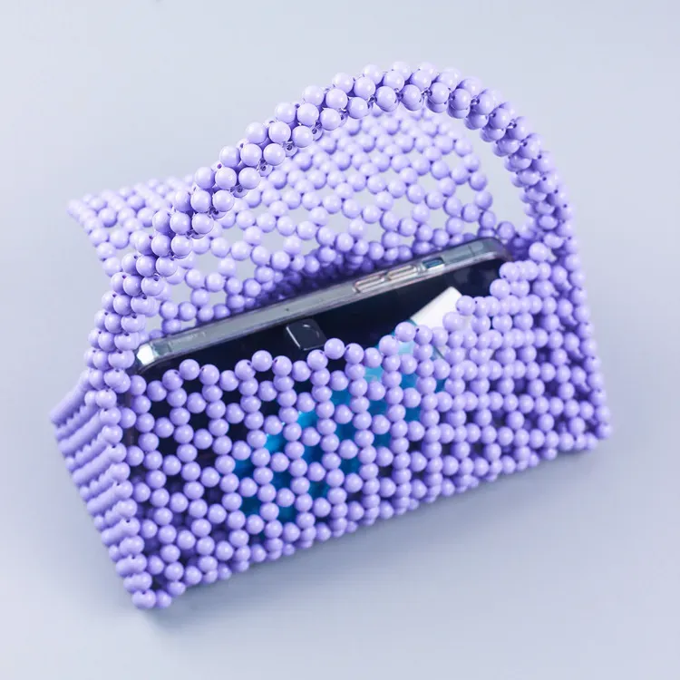 Women Fashion Handmade Beaded Woven Square Handle Evening Bag - Image 4