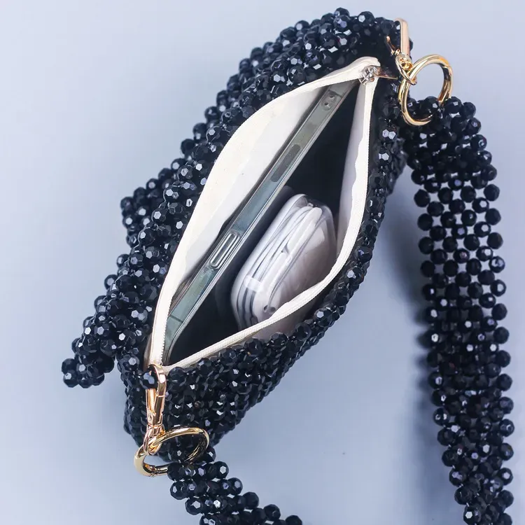 Women Fashion Handmade Beaded Flap Square Shoulder Evening Bag - Image 3