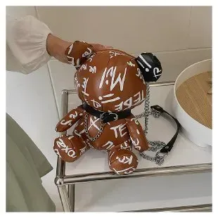 Cartoon Creative Shaped Graffiti Bear Chain Crossbody Bag - Image 5