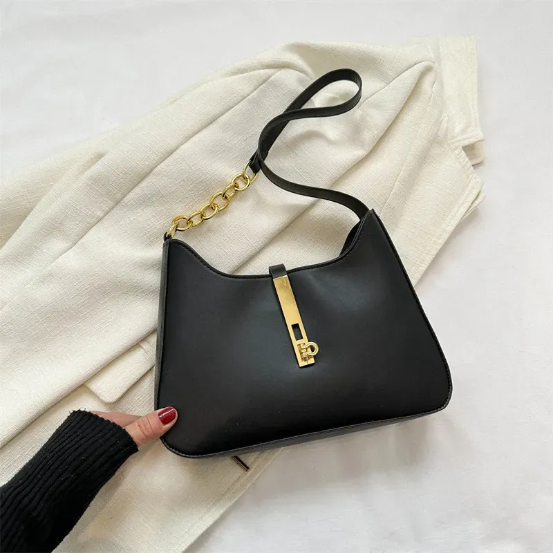 Women Fashionable Simple Solid Color Square Chain Stitching Shoulder Bag - Image 6