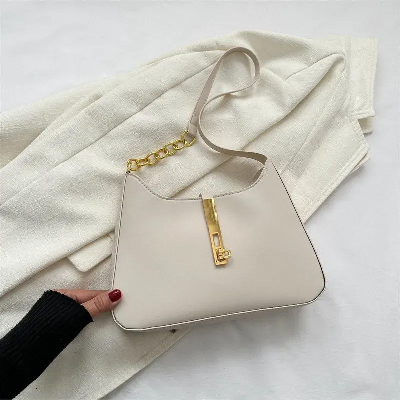 Women Fashionable Simple Solid Color Square Chain Stitching Shoulder Bag - Image 7