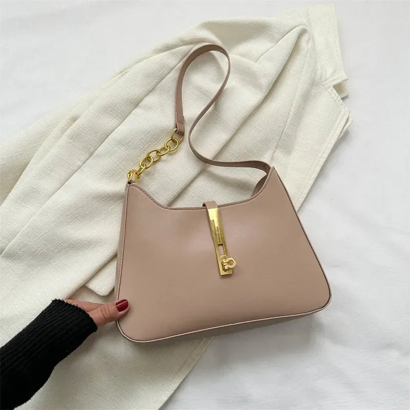 Women Fashionable Simple Solid Color Square Chain Stitching Shoulder Bag - Image 9
