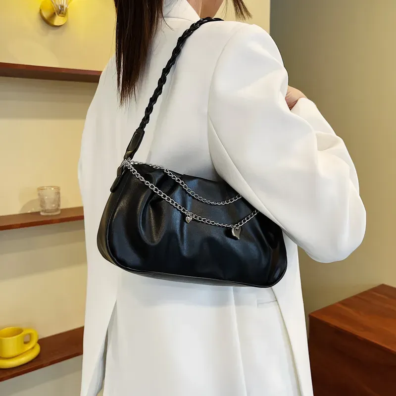 Women Fashionable Simple Solid Color Square Underarm Bag - Image 4