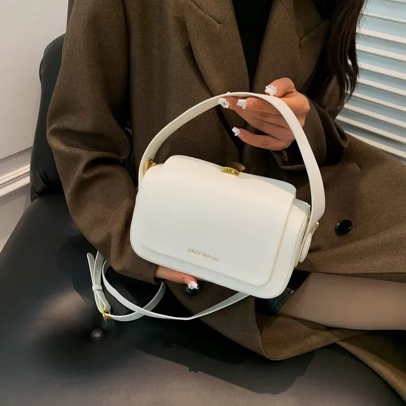 Women Fashion Simple Letter Flap Handle Shoulder Bag - Image 3